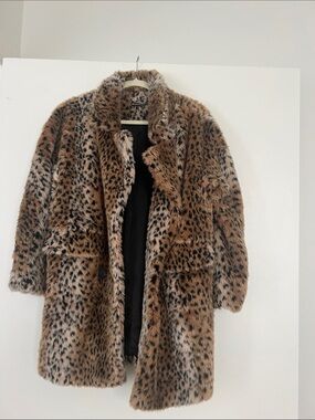 Brandy Melville Faux Fur Leopard Print Coat - Women’s Brown Leopard Jacket